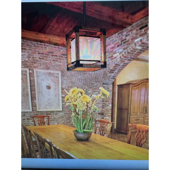 Handles 1-Light Farmhouse Wood Metal Hanging Pendant Light - Picture 7 of 10